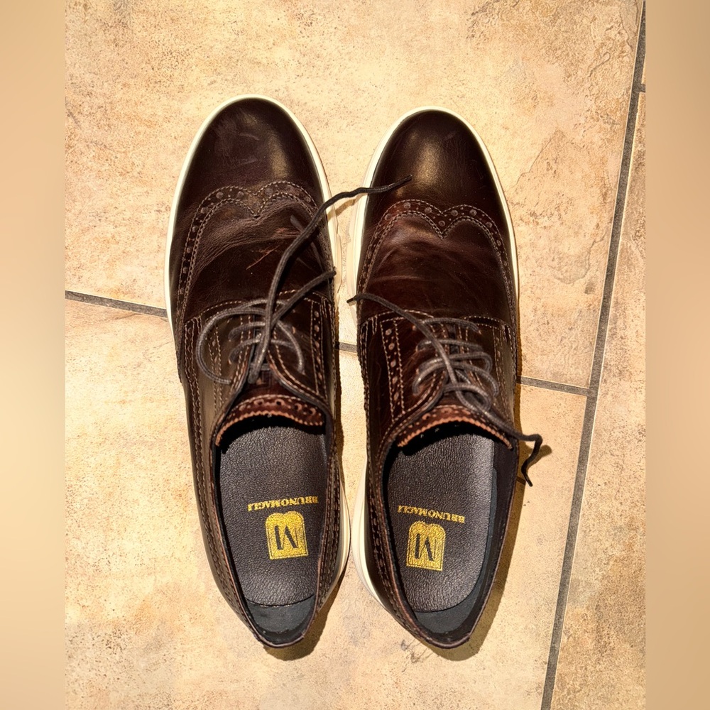 Bruno Magli Shoes Delta Leather Oxford Sneakers Dark Brown Sz 12 Wingtip Calf